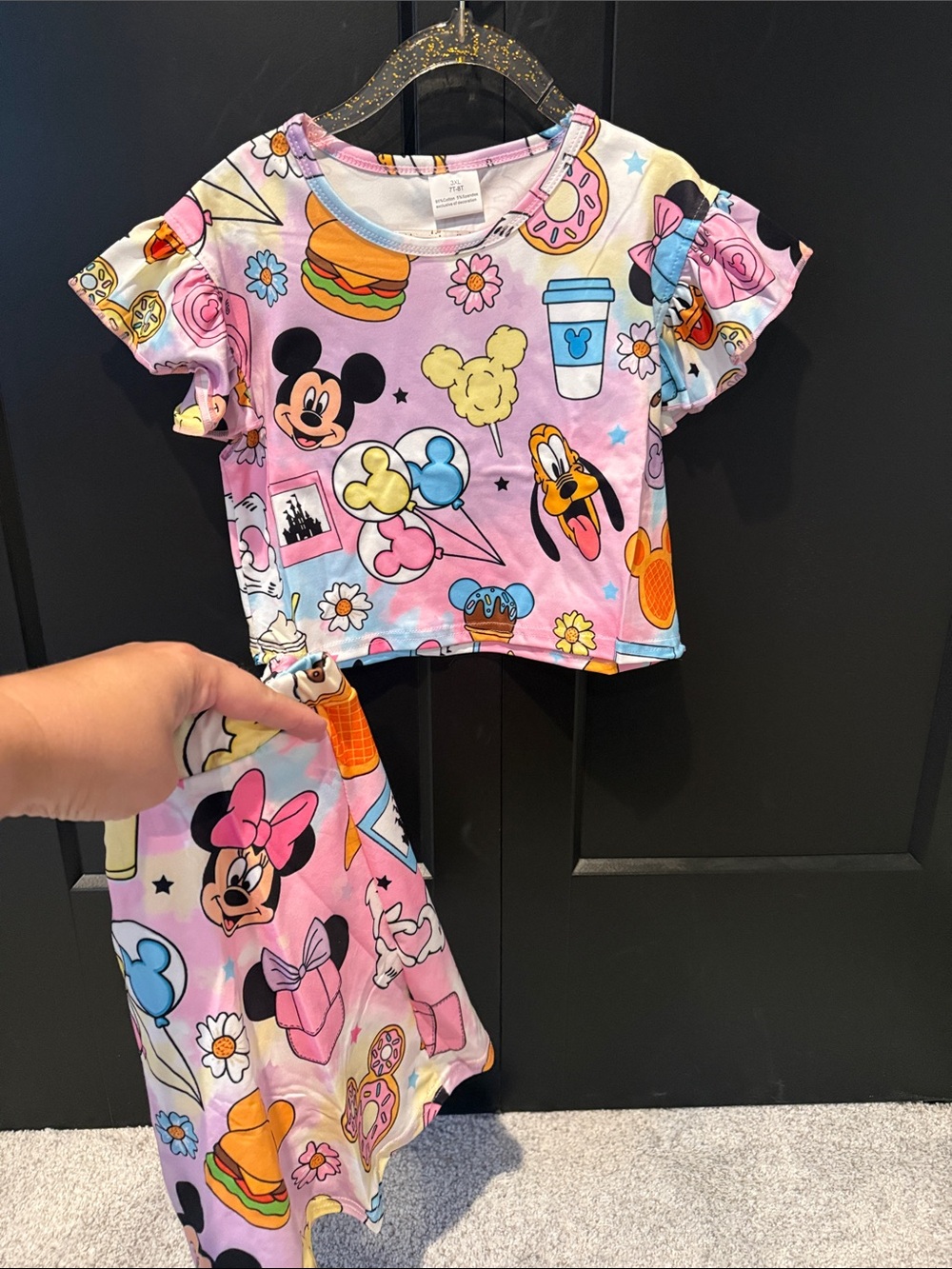 Girls Pink Disney Character Short Sleeve skort set